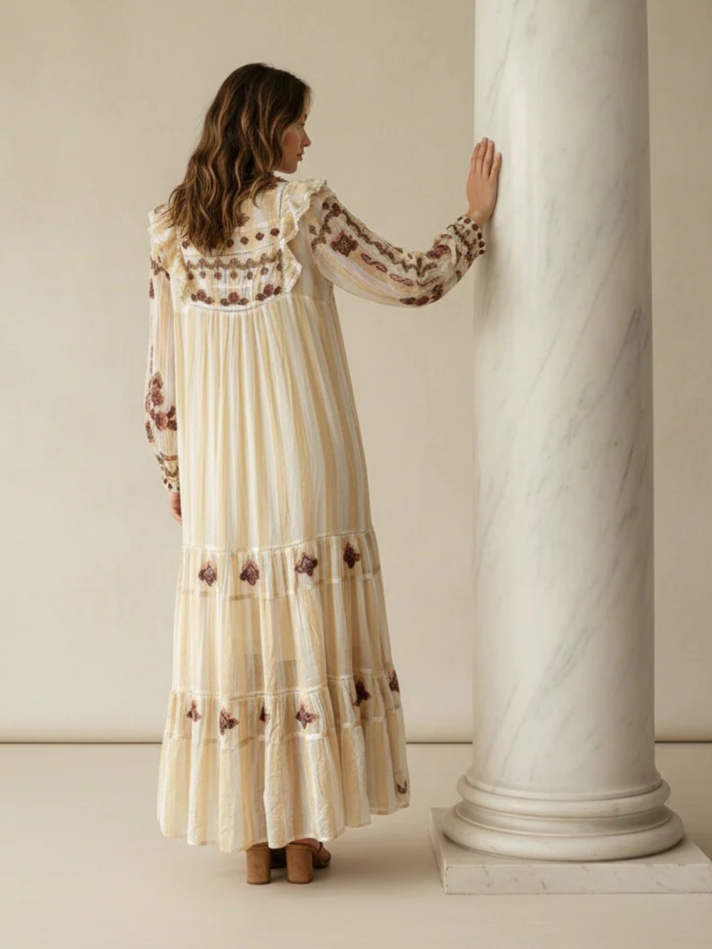 Farm Rio Jacquard Embroidered Ikat Long Sleeve Midi Dress XS - Picture 11 of 16